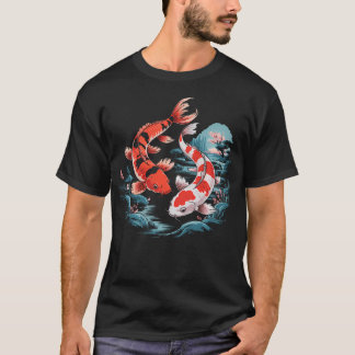 Camiseta Árvore de Cerejeira Japonesa Peixe Koi Yin
