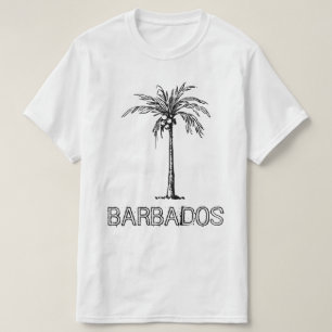 Camiseta Árvore de coco de Barbados, design preto e branco