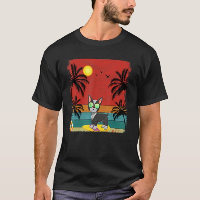 Camiseta Árvore de Coco de Praia com Gráfico de Boston Terr (Frente)