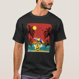 Camiseta Árvore de Coco de Praia - Retro Gráfico de Abelhas