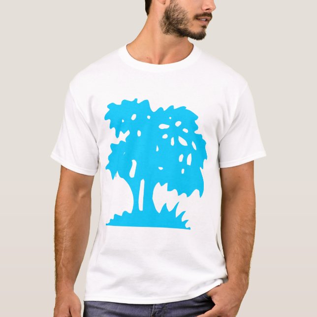 Camiseta Árvore de desenho - Azul-céu (Frente)