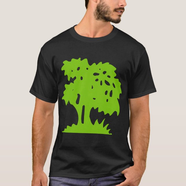 Camiseta Árvore de desenho - Verde marciano (Frente)