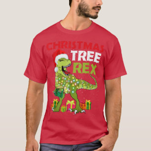 Camiseta Árvore de Dinossauro Engraçado Natal Re Luzes de F