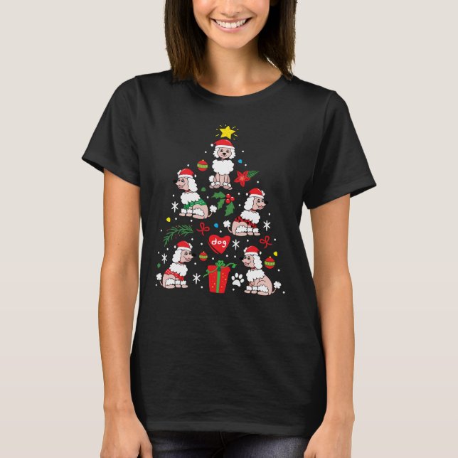 Camiseta Árvore de Enfeites de natal de Poodle (Frente)