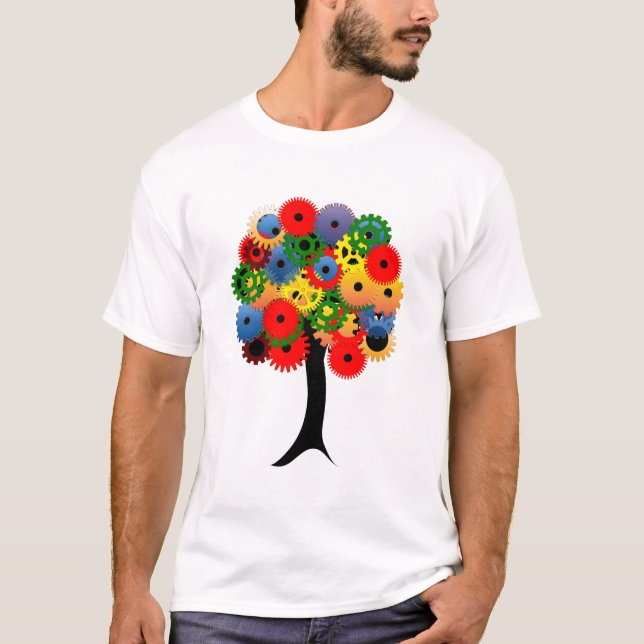 Camiseta Árvore de engrenagens Mecânicas Brilhante e Colori (Frente)