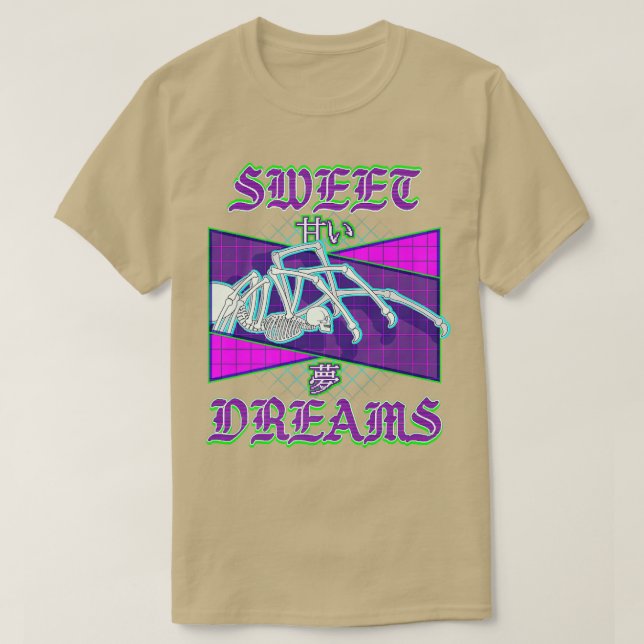 Camiseta Árvore de Esqueleto Humano de Aranha Vaporwave Sty (Frente do Design)