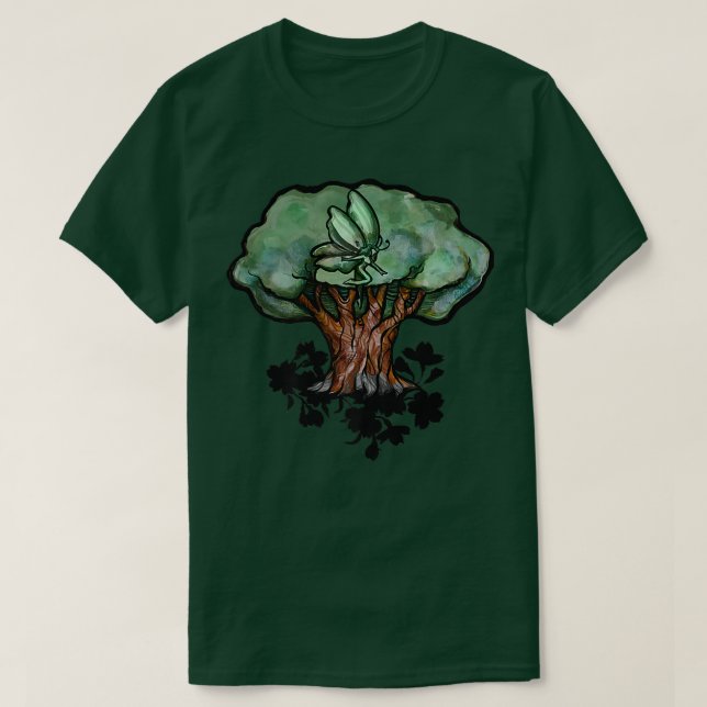 Camiseta Árvore de fadas Arte verde amante fadas druidas (Frente do Design)