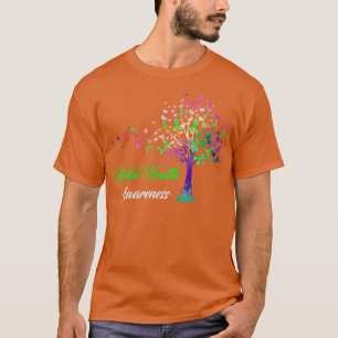 Camiseta Árvore de Fita de Sensibilização para a Saúde Ment