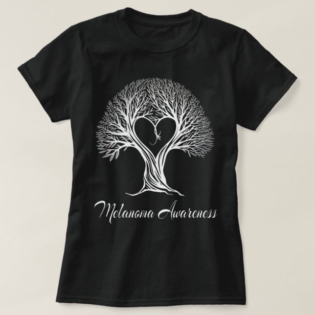 Camiseta Árvore de Fita Negra de Sensibilização Melanoma co (Frente do Design)