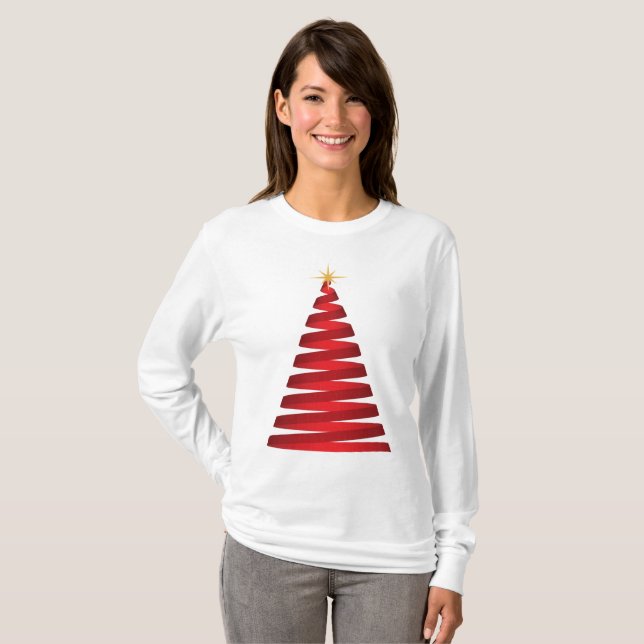 Camiseta Árvore de fita vermelha (Frente Completa)