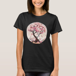 Camiseta Árvore de Flor de Cereja Rosa Simbólica e Signific