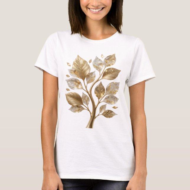 Camiseta Árvore de Folha Dourada GOLDEN LEAF TREE Design de (Frente)