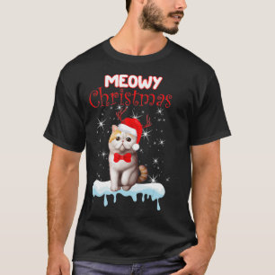 Camiseta Árvore de Gato de Fita de Natal Exótica em Short