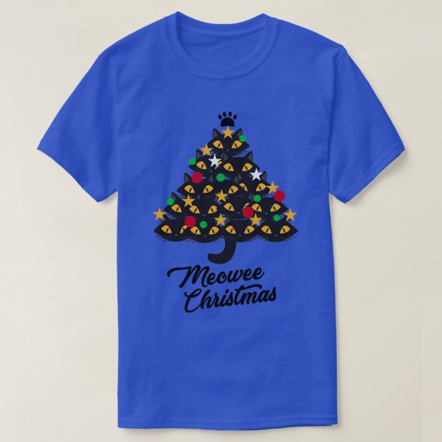 Camiseta Árvore de Gato de Natal (Frente do Design)