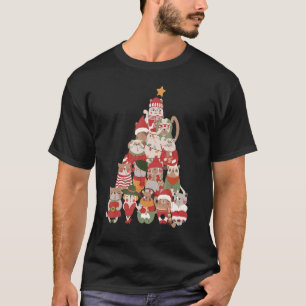 Camiseta Árvore de Gato de Natal Feliz Natal Retro Groovy