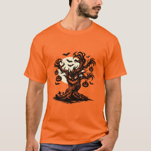 Camiseta Árvore de Halloween Assombrada Jack O'Lantern