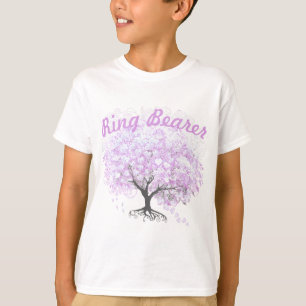 Camiseta Árvore de Lavanda Folha de Coração Casamento de Pá