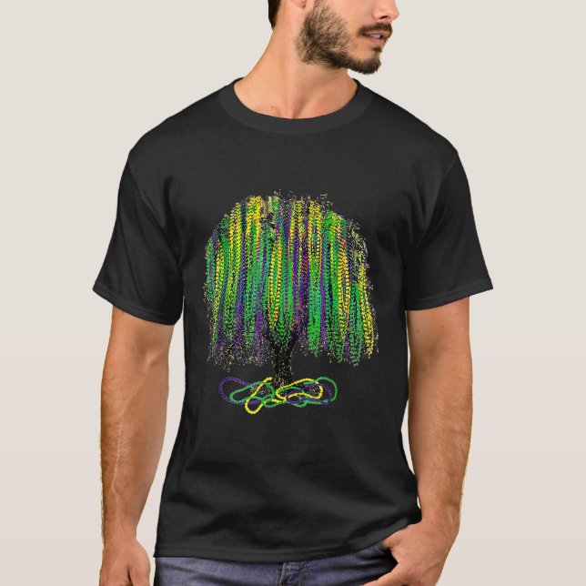 Camiseta Árvore de Mardi Gras Contas Nova Orleans  (Frente)