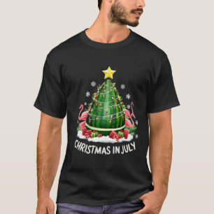 Camiseta Árvore de Melancia Natal em Julho Flamingo Engraça