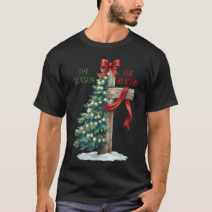 Camiseta Árvore de Natal A Temporada Cruz de Jesus O Motivo