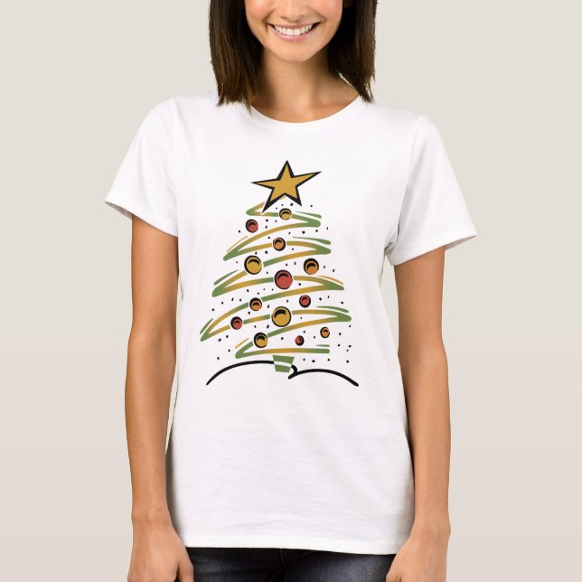 Camiseta Árvore de Natal abstrata (Frente)