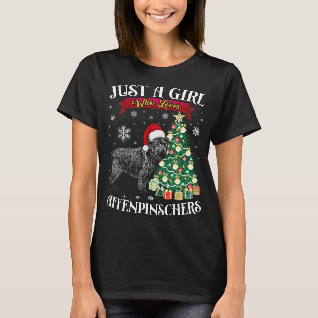 Camiseta Árvore de Natal Affenpinscher Papais noeis H (Frente)