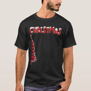 Camiseta Árvore de Natal Alegre Buffalo Plaid Xmas Casais