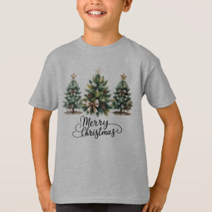 Camiseta Árvore de Natal Alegre Leopardo Laço Xmas