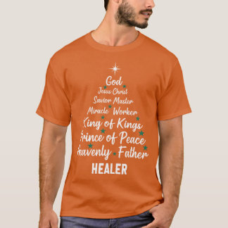 Camiseta Árvore de Natal Bíblia Nomes de Jesus Cristão Cris