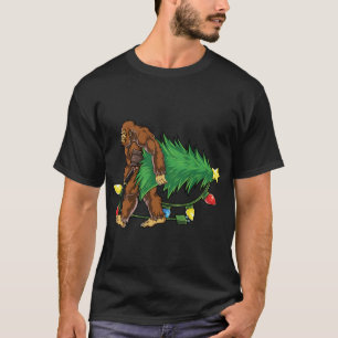 Camiseta Árvore de Natal Bigfoot Luzes Xmas Sasquatch