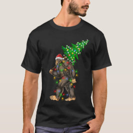 Camiseta Árvore de Natal Bigfoot Luzes Xmas Sasquatch Lover