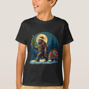 Camiseta Árvore de Natal Bigfoot Santa Hat Luzes Xmas Sasqu
