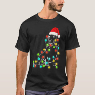 Camiseta Árvore de Natal Black Lab Light Pajama Dog Xmas