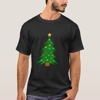 Camiseta Árvore de Natal Bonita com Ornamentos de Peça Queb