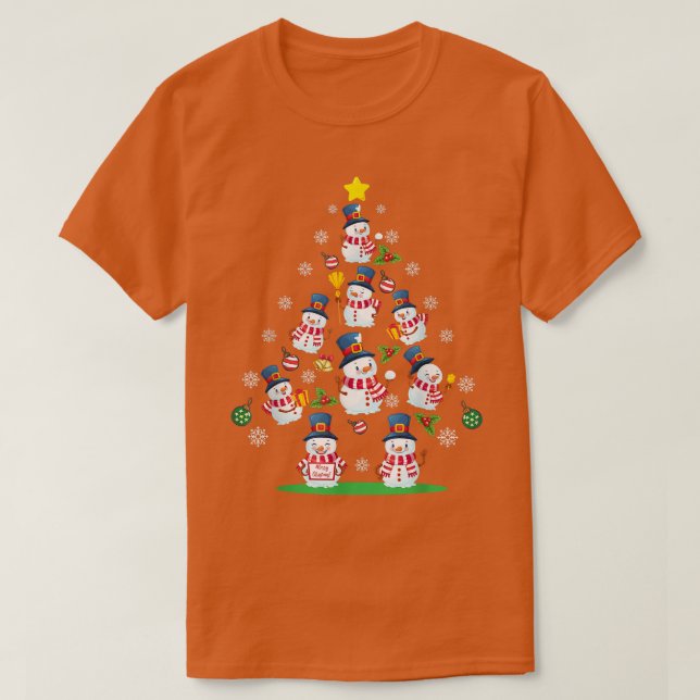 Camiseta Árvore de Natal Bonita Snowman Homens Chrismas (Frente do Design)