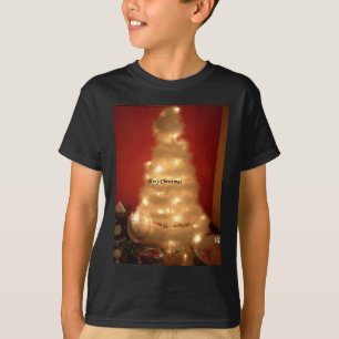Camiseta Árvore de Natal Branca Decorada