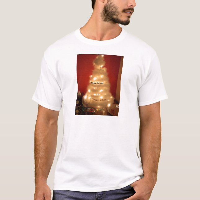 Camiseta Árvore de Natal Branca Decorada (Frente)