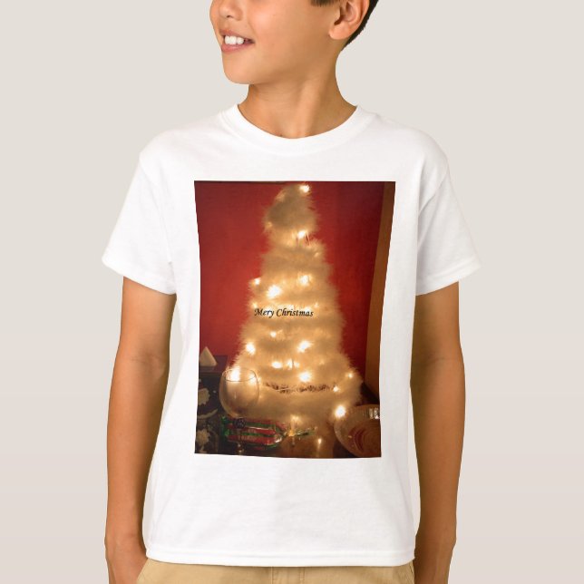 Camiseta Árvore de Natal Branca Decorada (Frente)