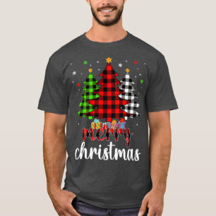 Camiseta Árvore de Natal Buffalo Xadrez Vermelha White Gree