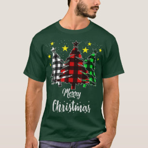 Camiseta Árvore de Natal Buffalo Xadrez Vermelha White Gree