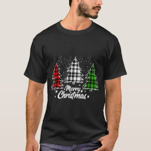 Camiseta Árvore de Natal Buffalo Xadrez Vermelha White Gree