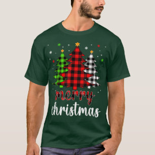 Camiseta Árvore de Natal Buffalo Xadrez Vermelha White Gree