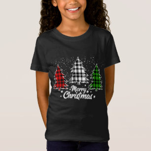 Camiseta Árvore de Natal Buffalo Xadrez Vermelha White Gree