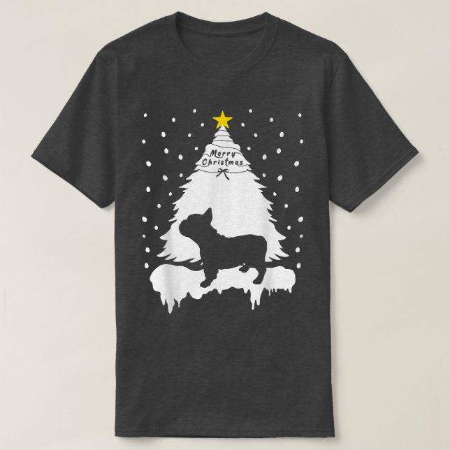 Camiseta Árvore de Natal Bulldog Para Família Homens Mulher (Frente do Design)