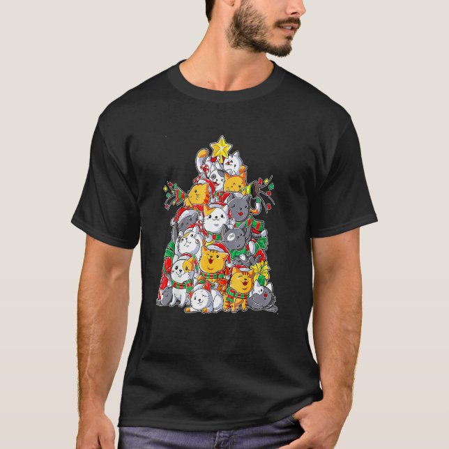Camiseta Árvore de Natal Ca Merry Catmas (Frente)