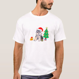 Camiseta Árvore de Natal, cachorro Yorkshire e presentes
