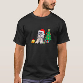 Camiseta Árvore de Natal, cachorro Yorkshire e presentes