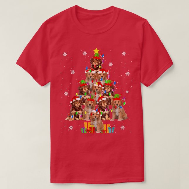 Camiseta Árvore de Natal Cavapoo Papais noeis Engraçados Ca (Frente do Design)