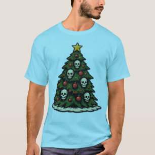 Camiseta Árvore de Natal Caveira Gótica Natal Sinistro Góti