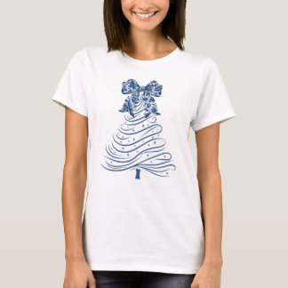 Camiseta Árvore de Natal Chinesice Laço Azul Natal
